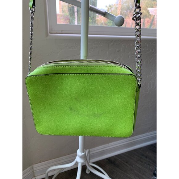 Michael Kors Green Saffiano Leather Crossbody Bag 9"x6"x2" GUC 8779 - Picture 9 of 11